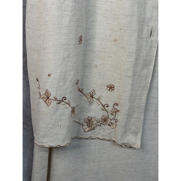 VTG‎ 90's Magic Linen Cotton Blend Dress Set Embroidered Size Small Beige Floral - Picture 2 of 9
